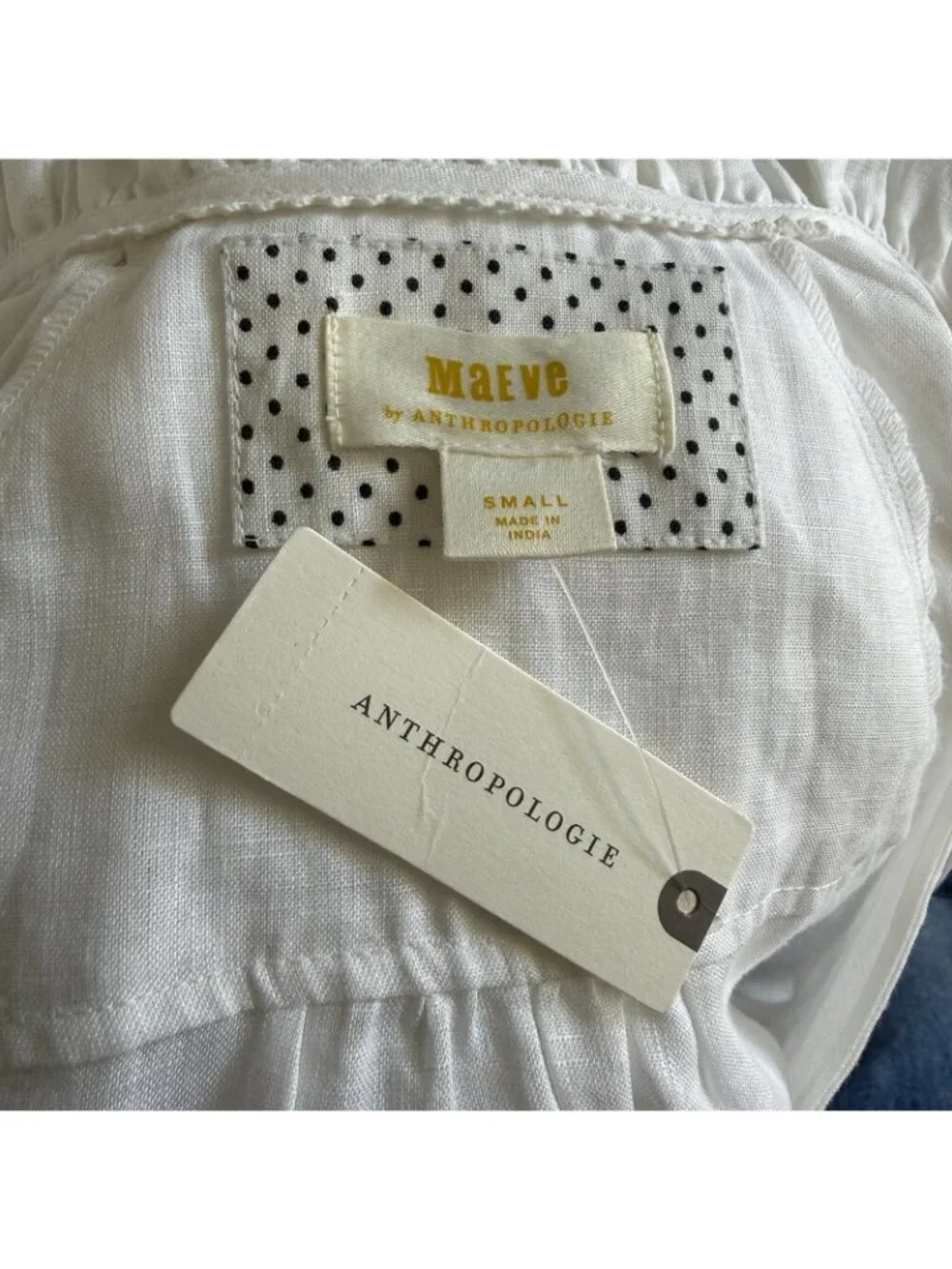 Anthropologie Maeve The Audie Linen Puff Sleeve Blouse White